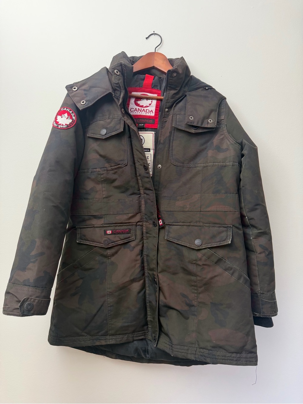 Canada Weather Gear Camo Insulated Hooded Parka Jacket Size S